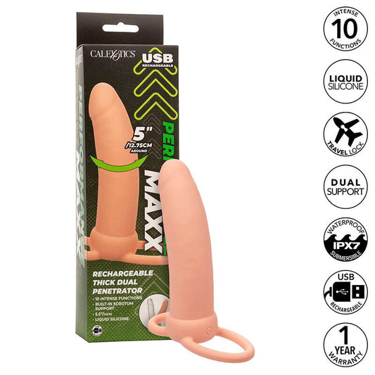 CALEXOTICS - MAXX THICK DUAL PENETRATOR 10 VIBRATIONS FLESH - Toys "n" Us