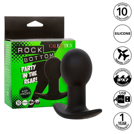 CALEXOTICS - ROCK BOTTOM ANAL PLUG 10 VIBRATIONS SILICONE BLACK - Toys "n" Us