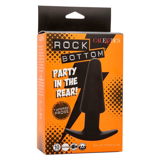 CALEXOTICS - ROCK BOTTOM TAPERED ANAL PLUG 10 VIBRACIONES SILICONE BLACK - Toys "n" Us