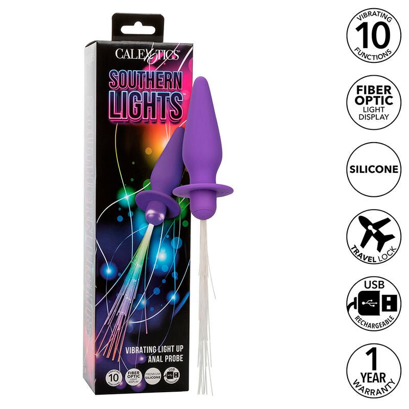 CALEXOTICS - SOUTHERN LIGHTS LIGHT UP ANAL PLUG 10 VIBRATIONS SILICONE PURPLE - Toys "n" Us