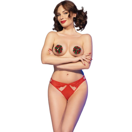 CHILIROSE - CR 4839 CHRISTMAS SET NIPPLE COVERS + PANTIES RED L/XL - Toys "n" Us