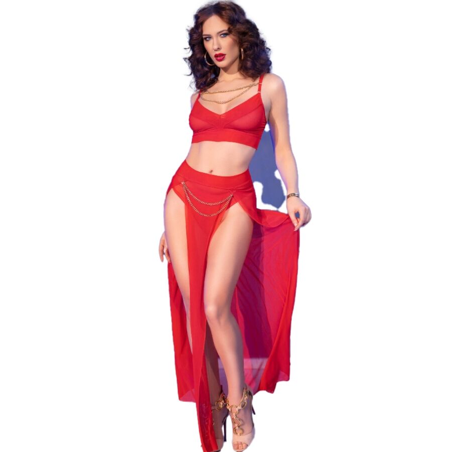 CHILIROSE - CR 4850 RED TOP AND LEGGINGS SET WITH GOLDEN ACCESSORIES S - Toys "n" Us