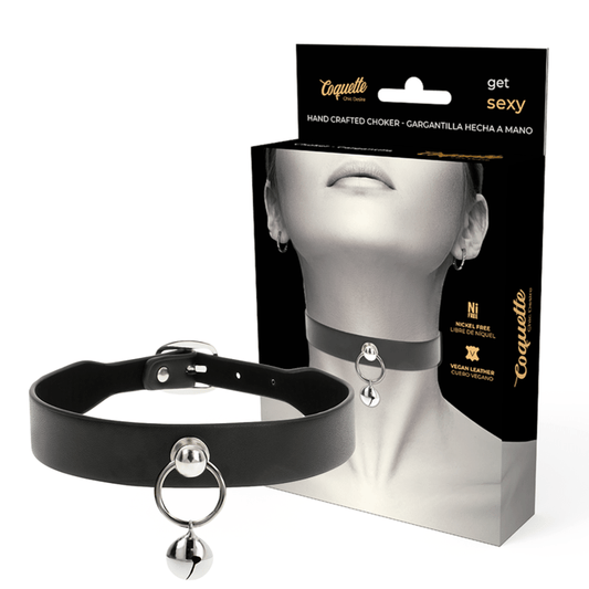 COQUETTE CHIC DESIRE - COLAR DE COURO VEGANO ACESSÓRIO MULHER CHOCALHO/ARO - Toys "n" Us