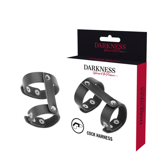 DARKNESS - ANEL DE PÉNIS E TESTÍCULOS AJUSTVEIS EM COURO - Toys "n" Us