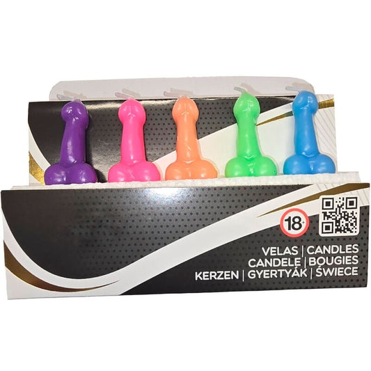 DIABLO PICANTE - BOX OF 5 PENIS - SHAPED CANDLES IN DIFFERENT COLORS - Toys "n" Us