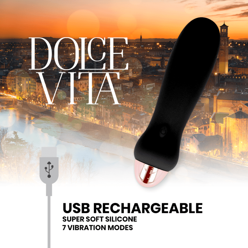 DOLCE VITA - VIBRADOR RECARREGÁVEL CINCO PRETO 7 VELOCIDADES - Toys "n" Us
