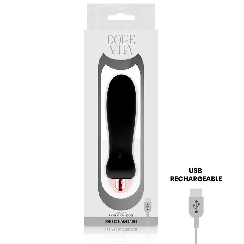 DOLCE VITA - VIBRADOR RECARREGÁVEL CINCO PRETO 7 VELOCIDADES - Toys "n" Us