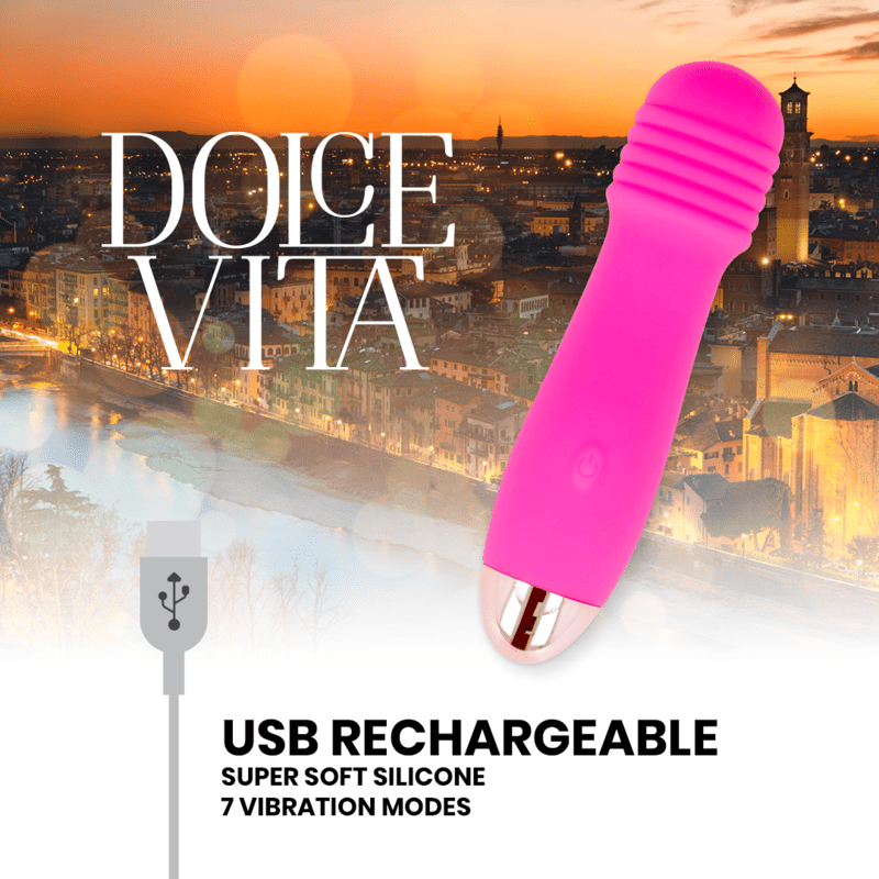 DOLCE VITA - VIBRADOR RECARREGÁVEL DE TRÊS VELOCIDADES PINK 7 - Toys "n" Us