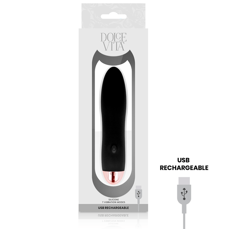 DOLCE VITA - VIBRADOR RECARREGÁVEL QUATRO PRETO 7 VELOCIDADES - Toys "n" Us