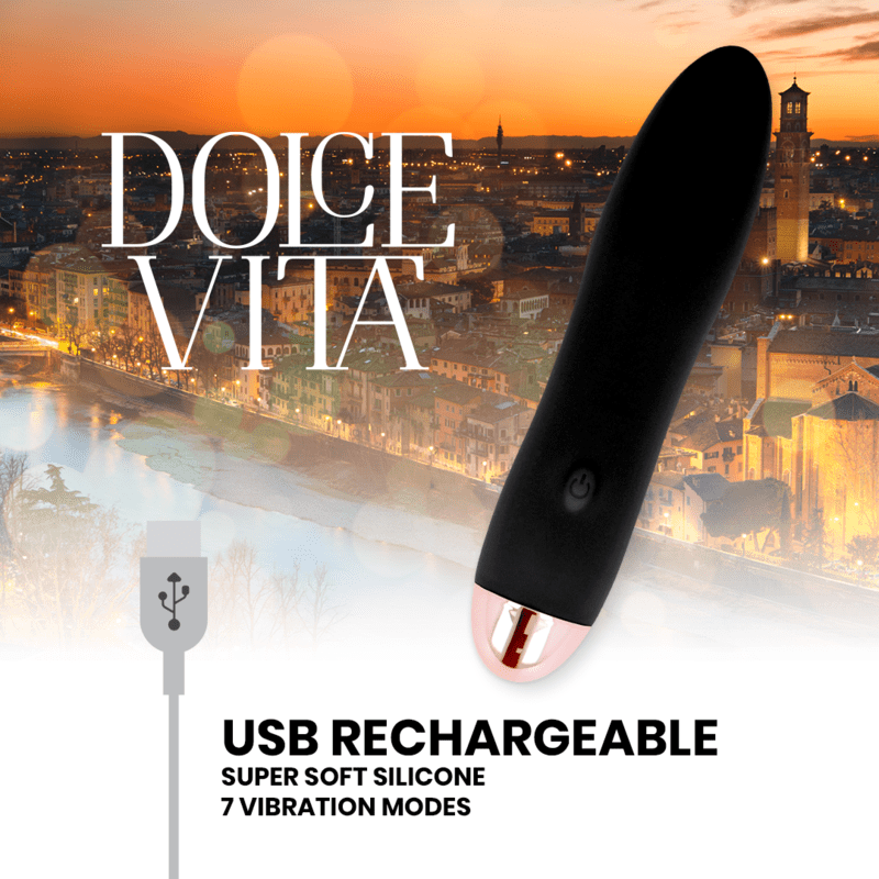 DOLCE VITA - VIBRADOR RECARREGÁVEL QUATRO PRETO 7 VELOCIDADES - Toys "n" Us