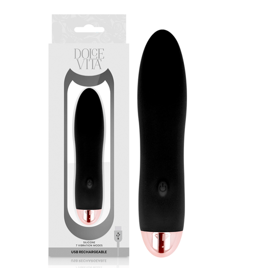 DOLCE VITA - VIBRADOR RECARREGÁVEL QUATRO PRETO 7 VELOCIDADES - Toys "n" Us