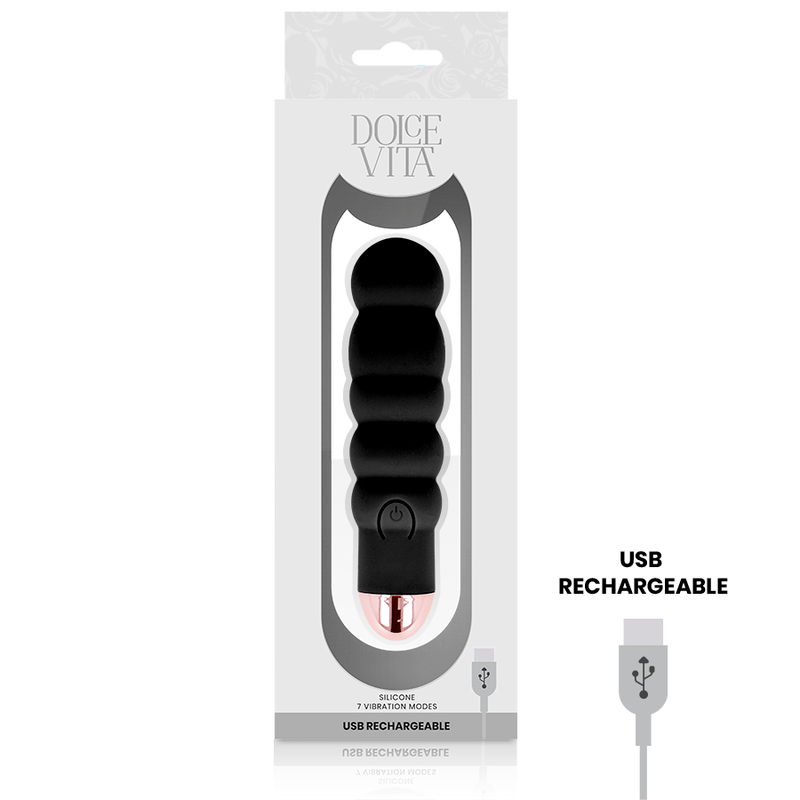 DOLCE VITA - VIBRADOR RECARREGÁVEL SEIS PRETO 7 VELOCIDADES - Toys "n" Us