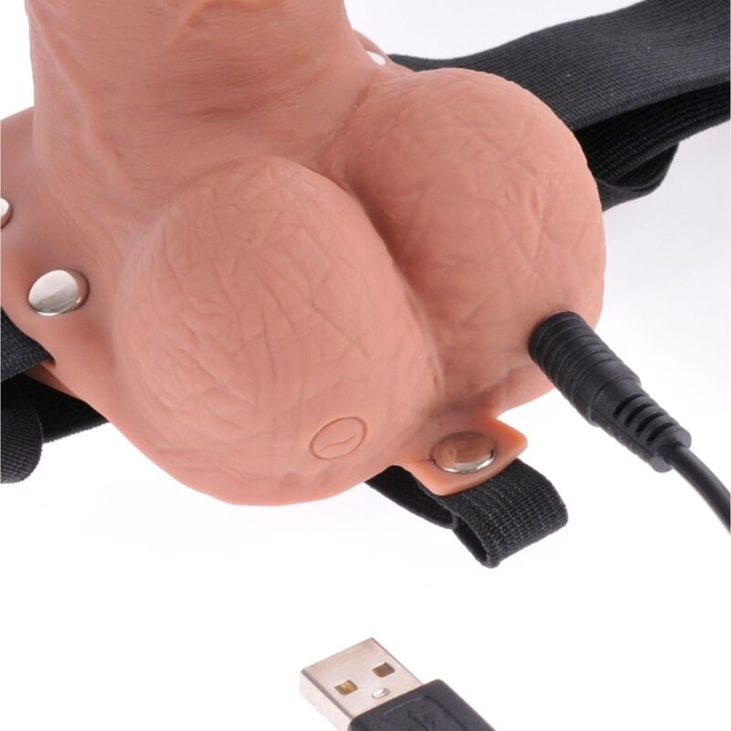 FETISH FANTASY SERIES - ADJUSTABLE HARNESS REALISTIC PENIS WITH BALLS RECHARGEABLE AND VIBRATOR 17.8 CM - Toys "n" Us