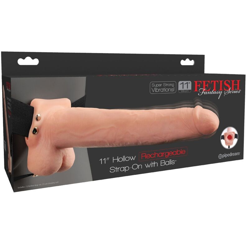 FETISH FANTASY SERIES - ARNÊS AJUSTVEL PÉNIS REALISTA COM BOLAS RECARREGVEIS E VIBRADOR 28 CM - Toys "n" Us