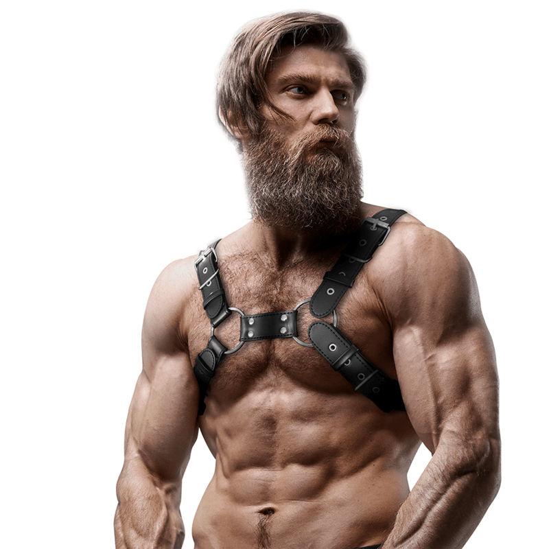 FETISH SUBMISSIVE ATTITUDE - MENS ADJUSTABLE ECO - LEATHER CHEST BULLDOG HARNESS - Toys "n" Us