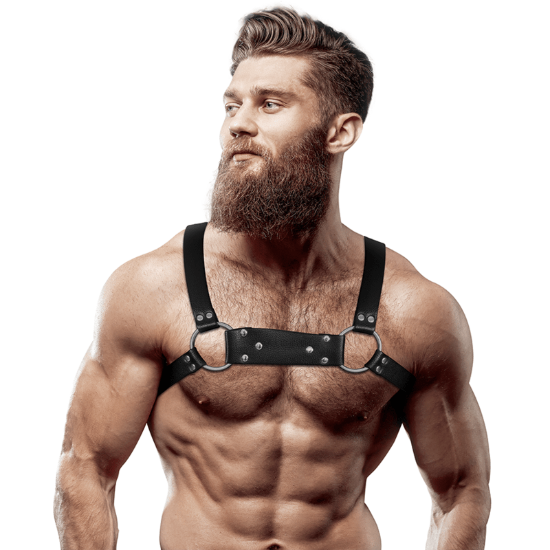 FETISH SUBMISSIVE ATTITUDE - MENS ECO - LEATHER BULLDOG CHEST HARNESS SIZE M/L - Toys "n" Us