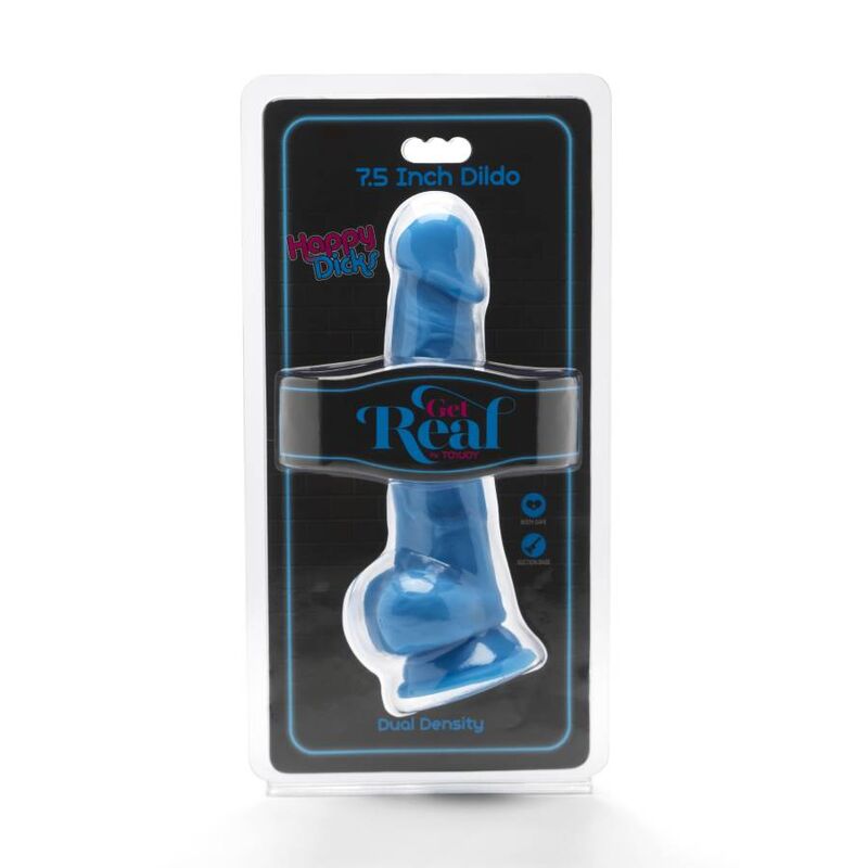 GET REAL - HAPPY DICKS 19 CM WITH BALLS BLUE - Toys "n" Us