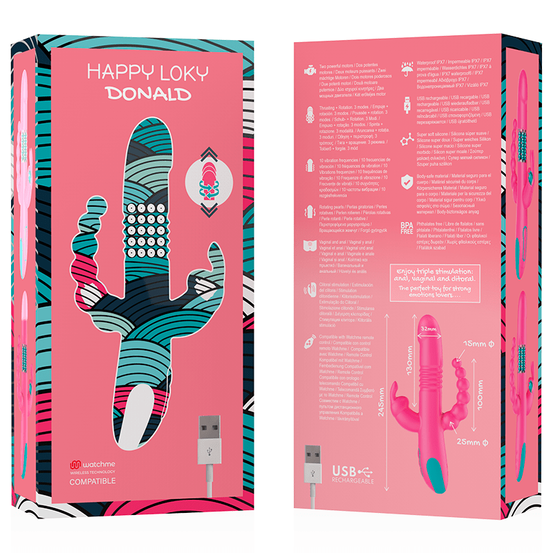 HAPPY LOKY - DONALD TRIPLE STIMULATION: ANAL, G - SPOT & CLITORAL WATCHME WIRELESS TECHNOLOGY COMPATIBLE - Toys "n" Us