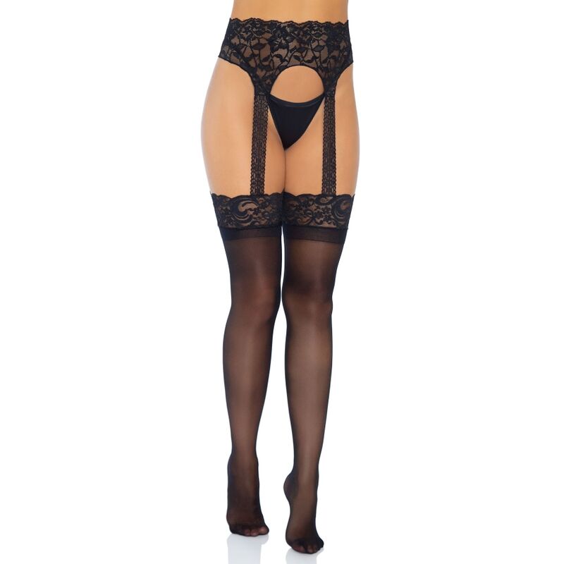 LEG AVENUE - OPAQUE GARTERBELT TIGHTS ONE SIZE