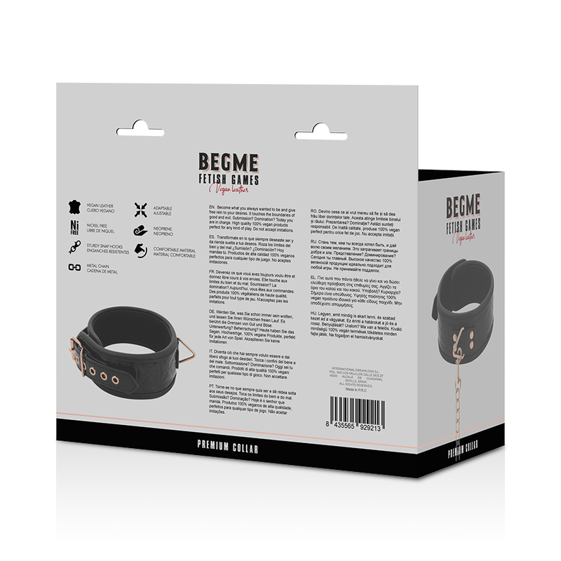 BEGME - GOLA PREMIUM DE COURO VEGANO EDIÇÃO PRETA COM FORRO DE NEOPRENE