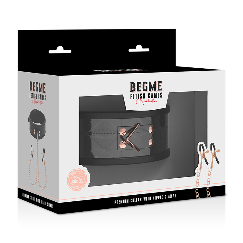 BEGME - COLEIRA BLACK EDITION COM PINÇAS DE MAMILO COM FORRO DE NEOPRENE