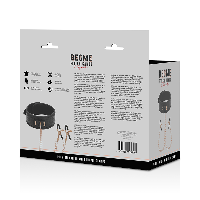 BEGME - COLEIRA BLACK EDITION COM PINÇAS DE MAMILO COM FORRO DE NEOPRENE