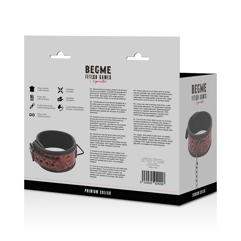 BEGME - GOLA DE COURO VEGANO PREMIUM RED EDITION COM FORRO DE NEOPRENE