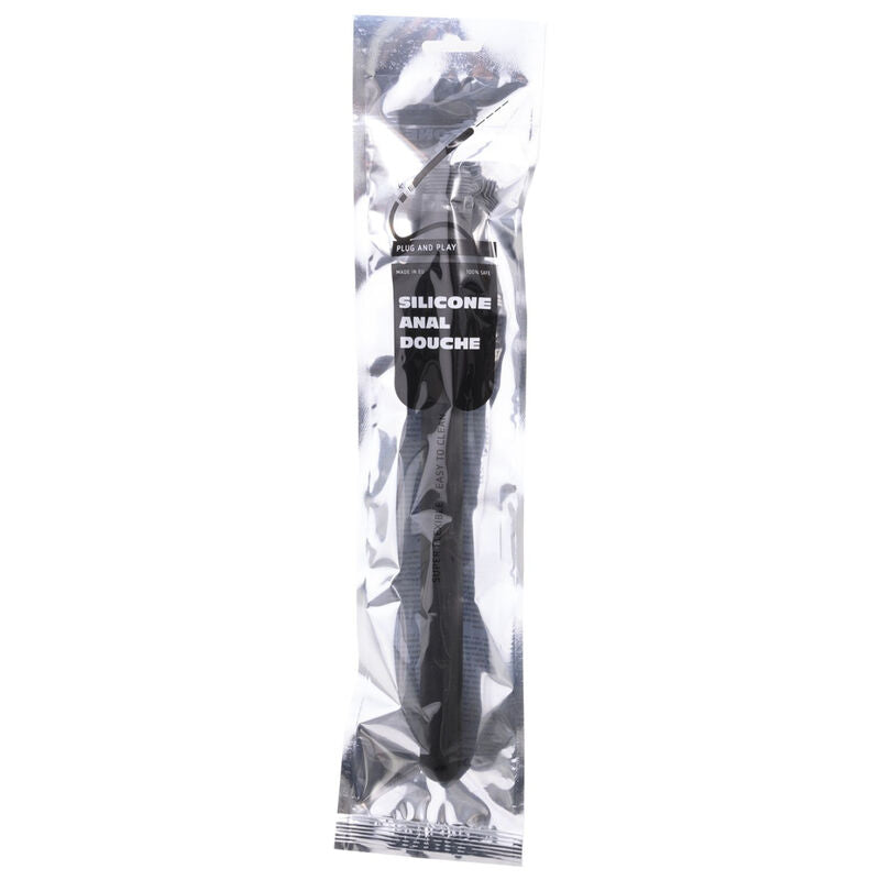 TODO PRETO - CHUVEIRO ANAL DE SILICONE COM ESTRIAS 27 CM