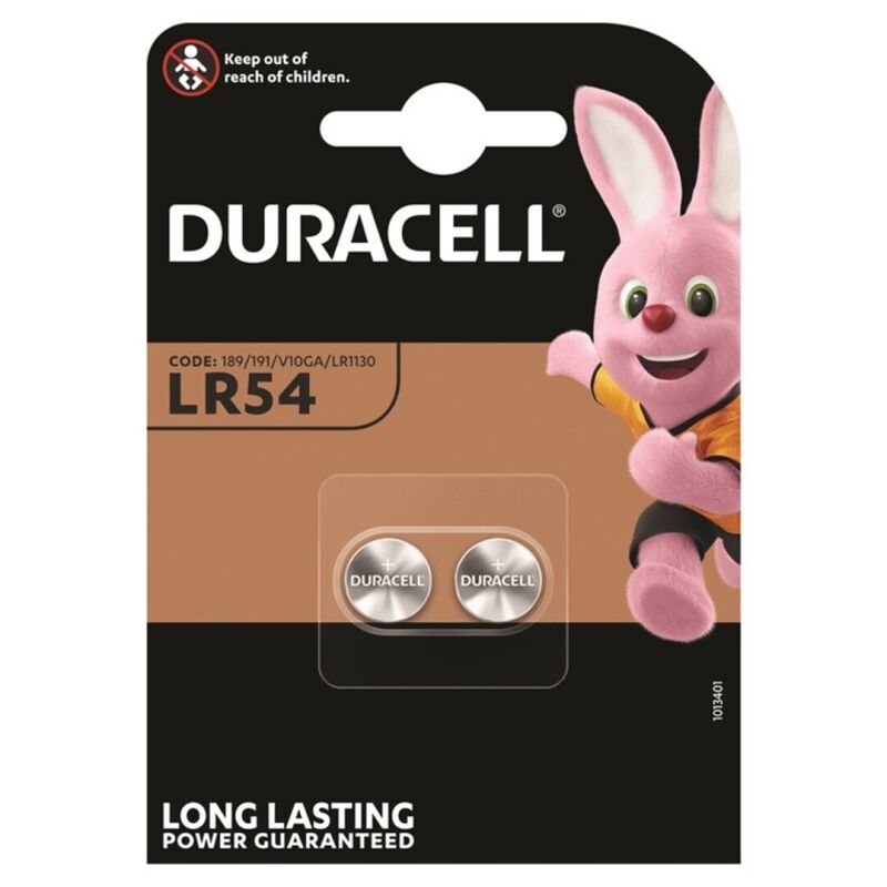 DURACELL - PILA DE BOTÓN ALCALINA LR54 LR1130 AG10 1,5V 2 UNIDADES