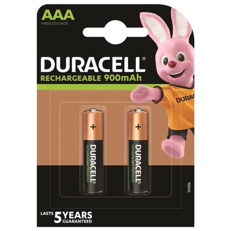 DURACELL - PILHAS RECARREGÁVEIS HR03 AAA 900mAh 2 UNIDADES