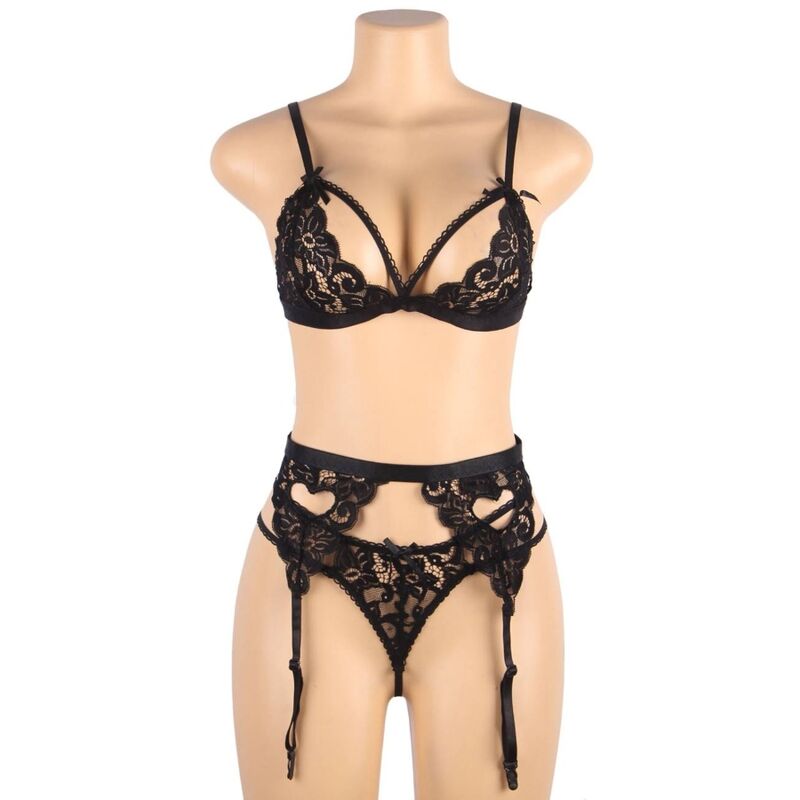 SUBBLIME - CONJUNTO DE TRES PIEZAS SUJETADOR + LIGUERO + TANGA L/XL