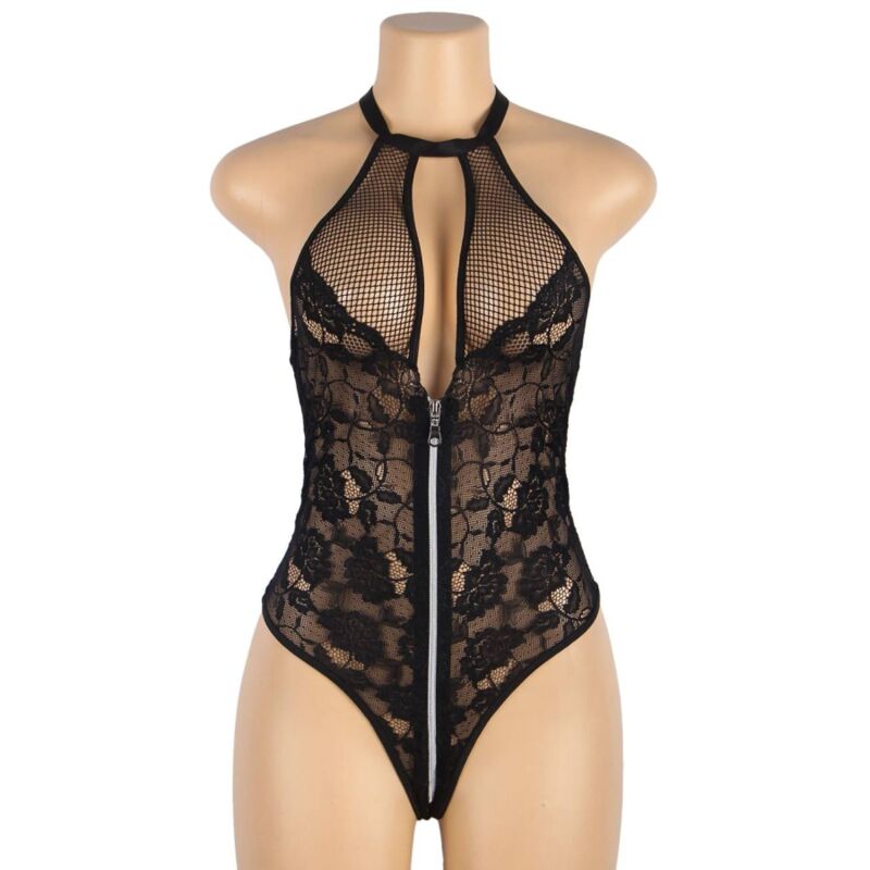 SUBBLIME - TEDDY DE ENCAJE FLORAL CON CREMALLERA L/XL