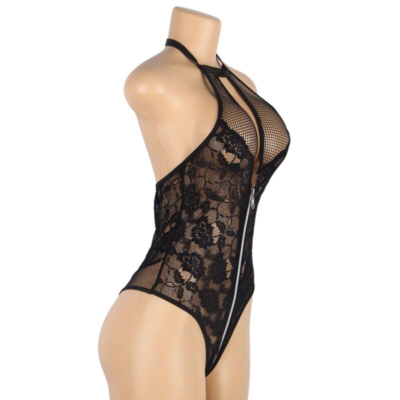 SUBBLIME - TEDDY DE ENCAJE FLORAL CON CREMALLERA L/XL