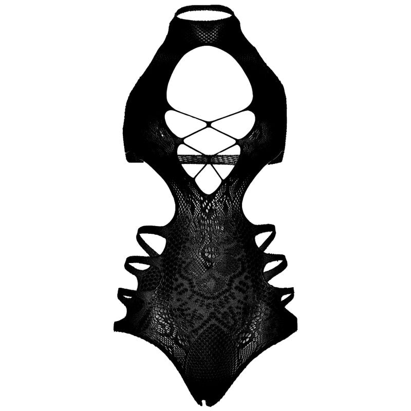 LEG AVENUE - BODY DE TIRANTES CON ABERTURAS TALLA ÚNICA - NEGRO