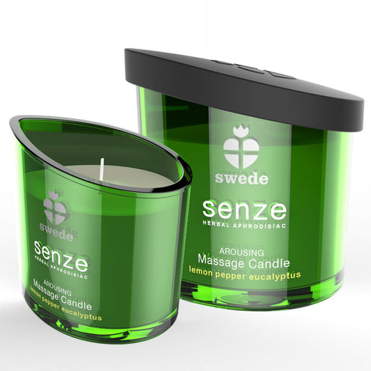 SUECO - VELA DE MASAJE EXCITANTE SENZE - LIMÓN, PIMIENTA, EUCALIPTO
