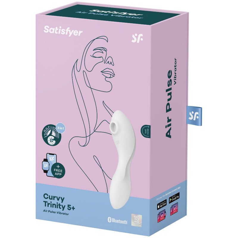 SATISFYER - CURVY TRINITY 5 ESTIMULADOR Y VIBRADOR DE PULSACIONES DE AIRE (APLICACIÓN AZUL)
