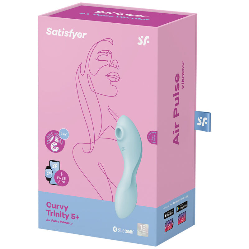 SATISFYER - CURVY TRINITY 5 ESTIMULADOR Y VIBRADOR DE PULSACIONES DE AIRE (APLICACIÓN AZUL)