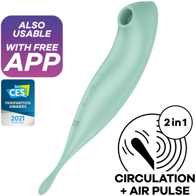 SATISFYER - APLICATIVO VIBRADOR E ESTIMULADOR DE PULSO DE AR ​​TWIRLING PRO+ VERDE