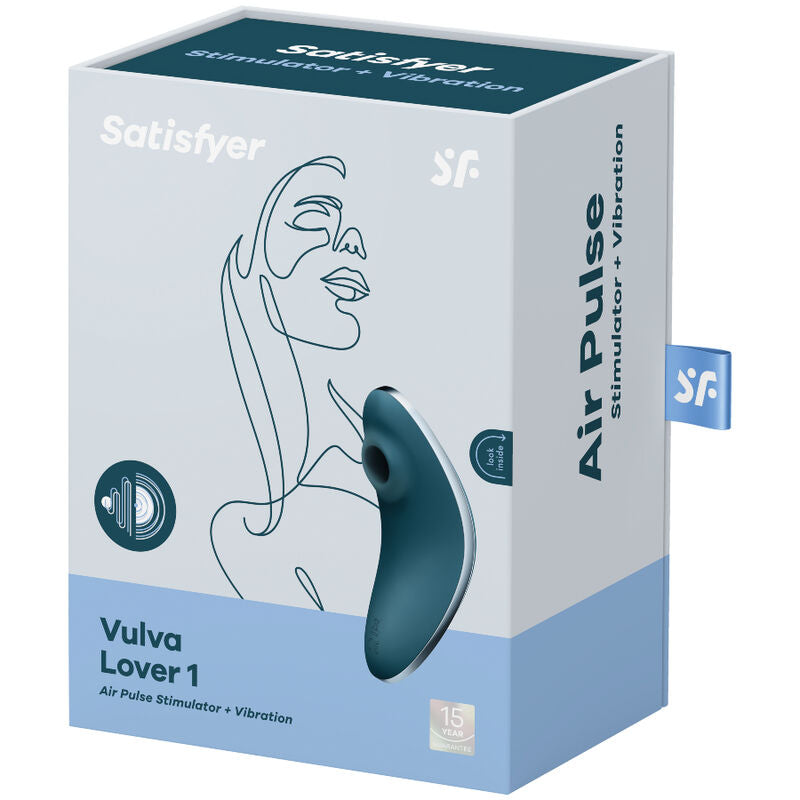 SATISFYER - VULVA LOVER 1 ESTIMULADOR DE PULSO DE AR ​​E VIBRADOR AZUL