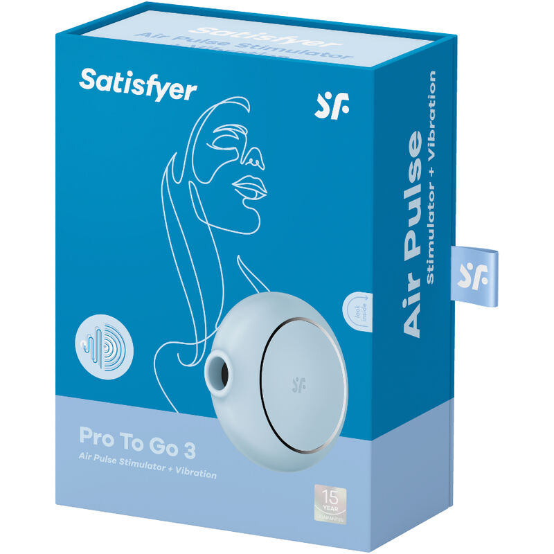SATISFYER - PRO TO GO 3 ESTIMULADOR DE PULSO DE AR ​​DUPLO E VIBRADOR AZUL
