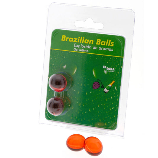 TALOKA - 2 BOLAS BRASILEIRAS MORANGO E CHAMPAGNE GEL ÍNTIMO