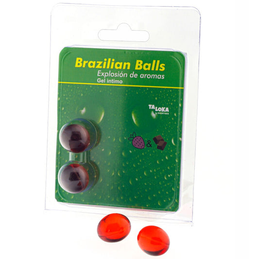 TALOKA - 2 BOLAS BRASILEIRAS DE GEL ÍNTIMO MORANGO E CHOCOLATE