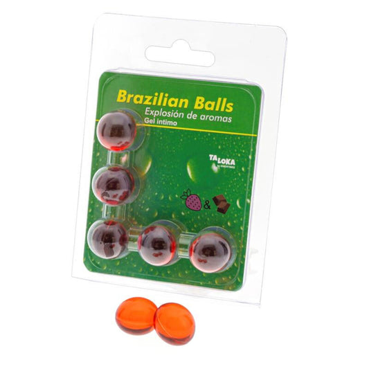 TALOKA - 5 BOLAS BRASILEIRAS DE GEL ÍNTIMO MORANGO E CHOCOLATE