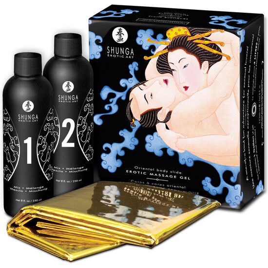 SHUNGA - GEL DE MASSAGEM ERÓTICA CORPO A CORPO ORIENTAL COM FRUTAS EXÓTICAS 