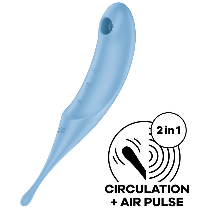 SATISFYER - ESTIMULADOR Y VIBRADOR TWIRLING PRO AIR PULSE AZUL