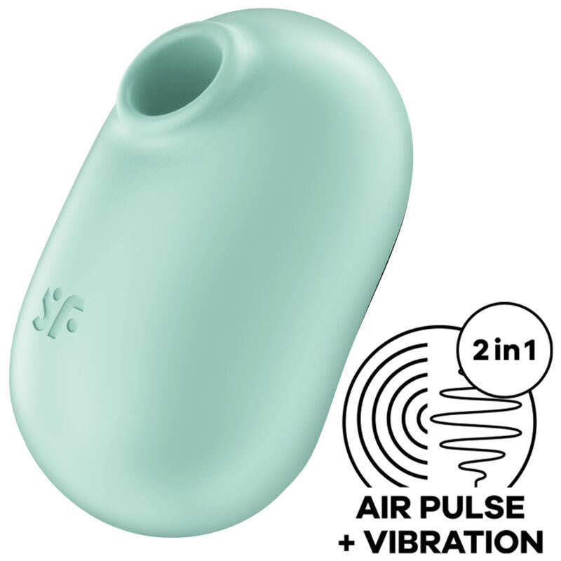 SATISFYER - PRO TO GO 2 ESTIMULADOR Y VIBRADOR DE DOBLE PULSO DE AIRE VERDE