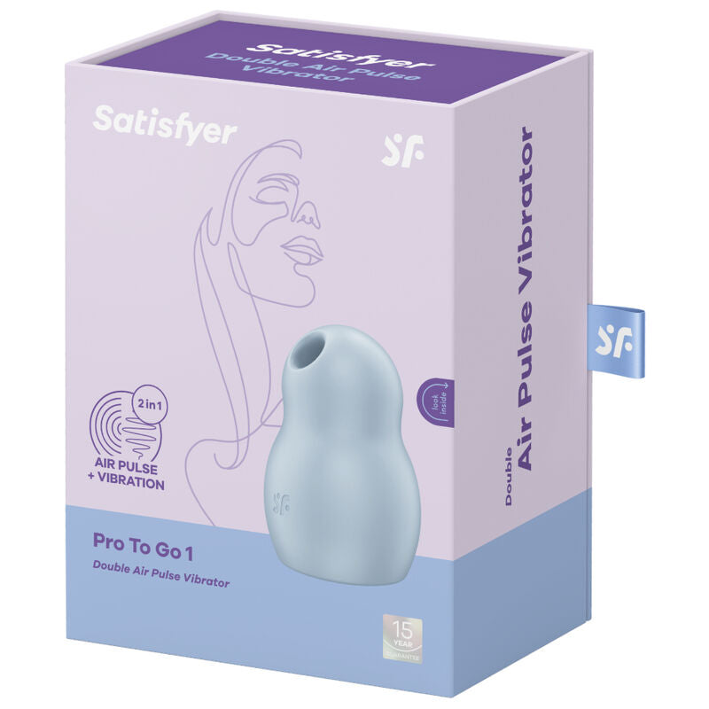 SATISFYER - PRO TO GO 1 ESTIMULADOR DE PULSO DE AR ​​DUPLO E VIBRADOR AZUL