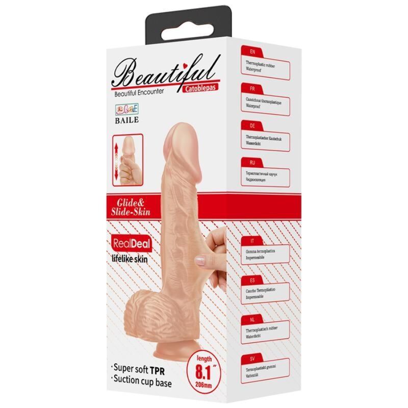 BAILE - LINDO ENCONTRO CATOBLEPAS DILDO FLEXÍVEL REALISTA 20,6 CM NATURAL
