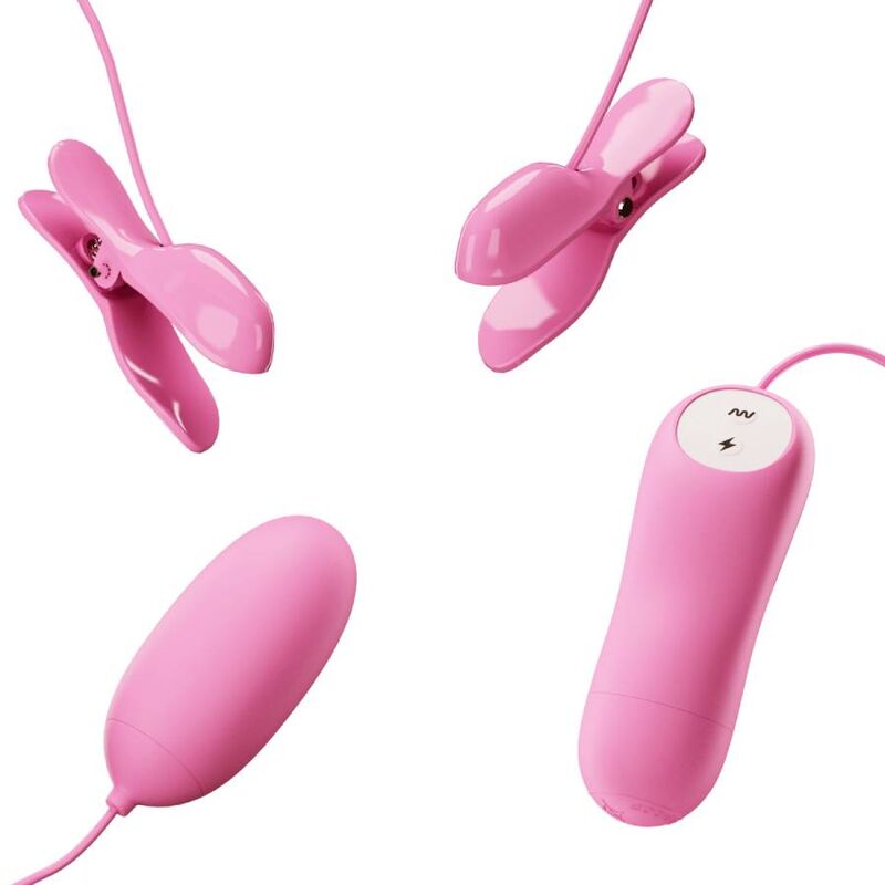 PRETTY LOVE - PINÇA COM VIBRAÇÃO E ELETROCHOQUE ROSA