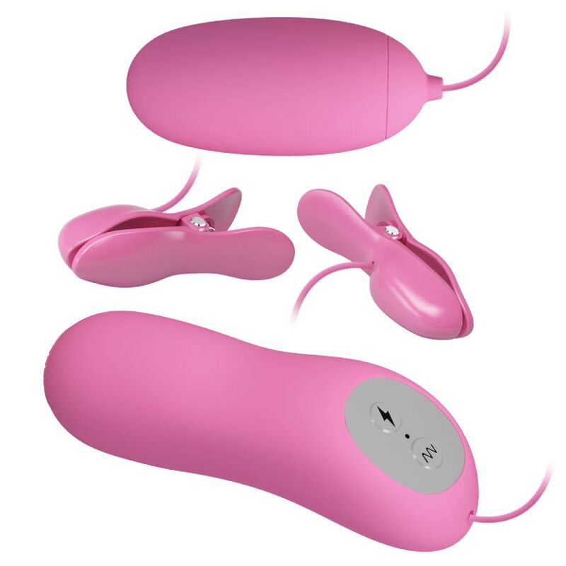 PRETTY LOVE - PINÇA COM VIBRAÇÃO E ELETROCHOQUE ROSA